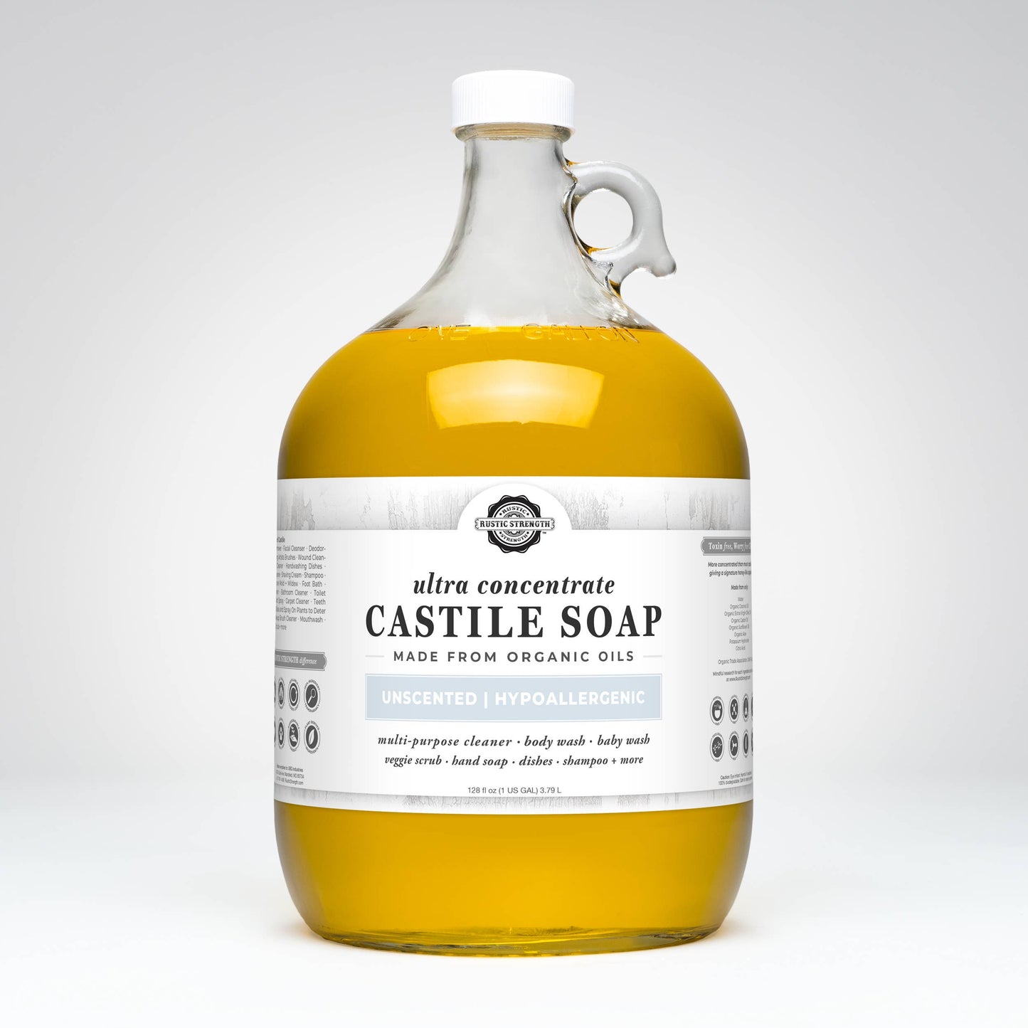 Organic Castile Soap - Concentrated | Thick & Long Lasting: 1 Gallon