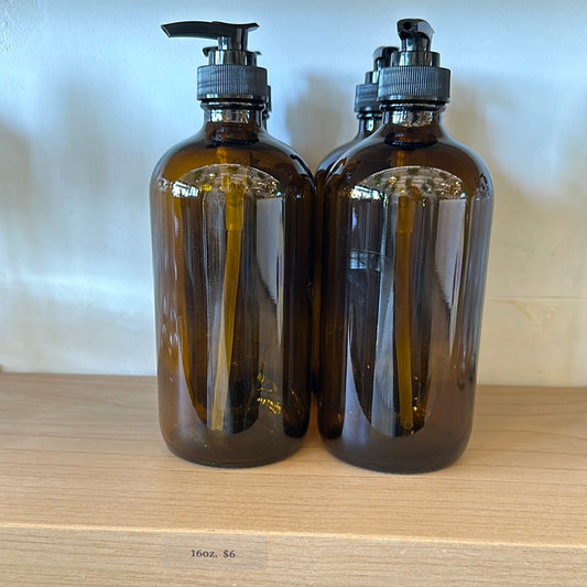 Amber Bottle with Pump | 16 oz