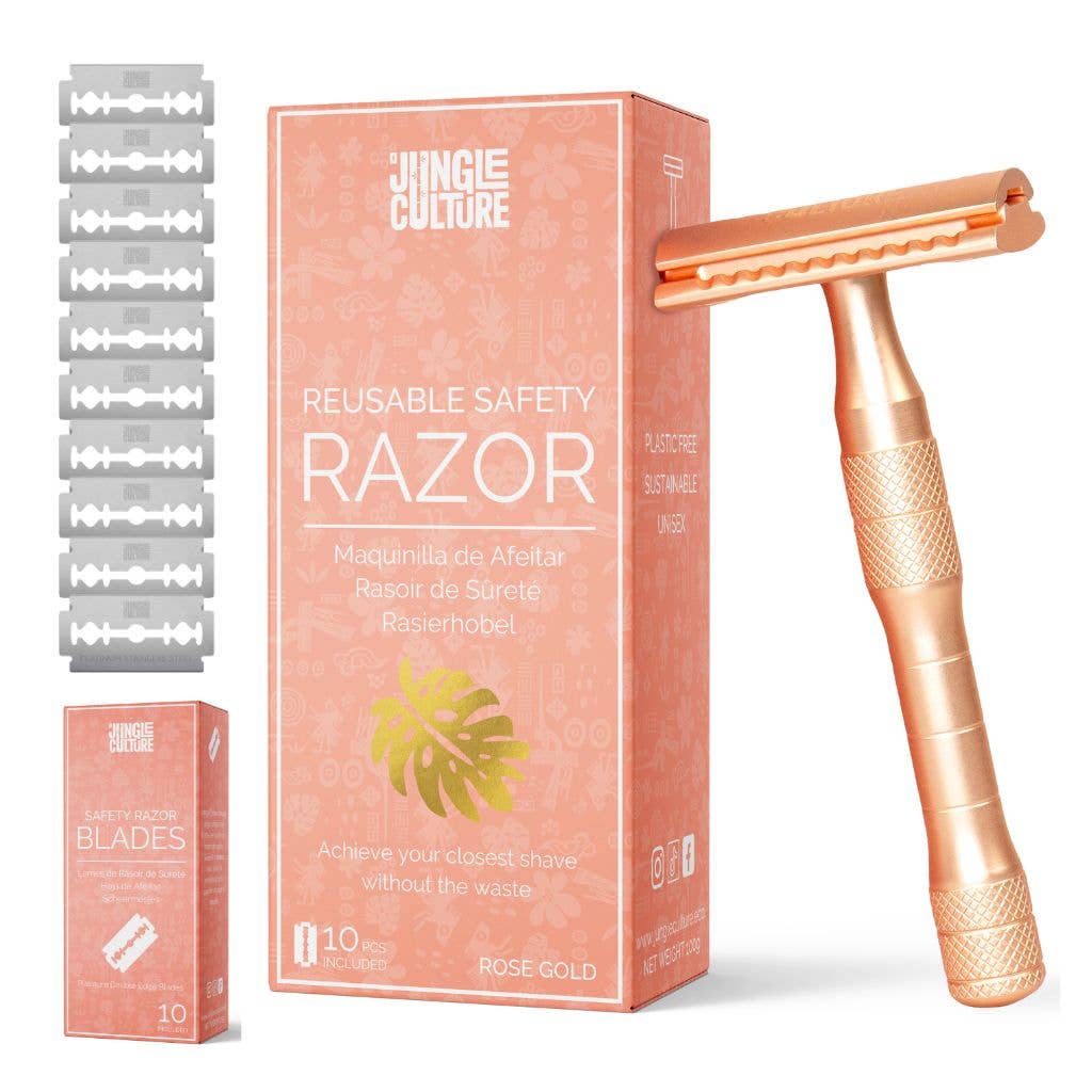 Rose Gold & Black Reusable Safety Razors | 5 year Warranty | Metallic Black