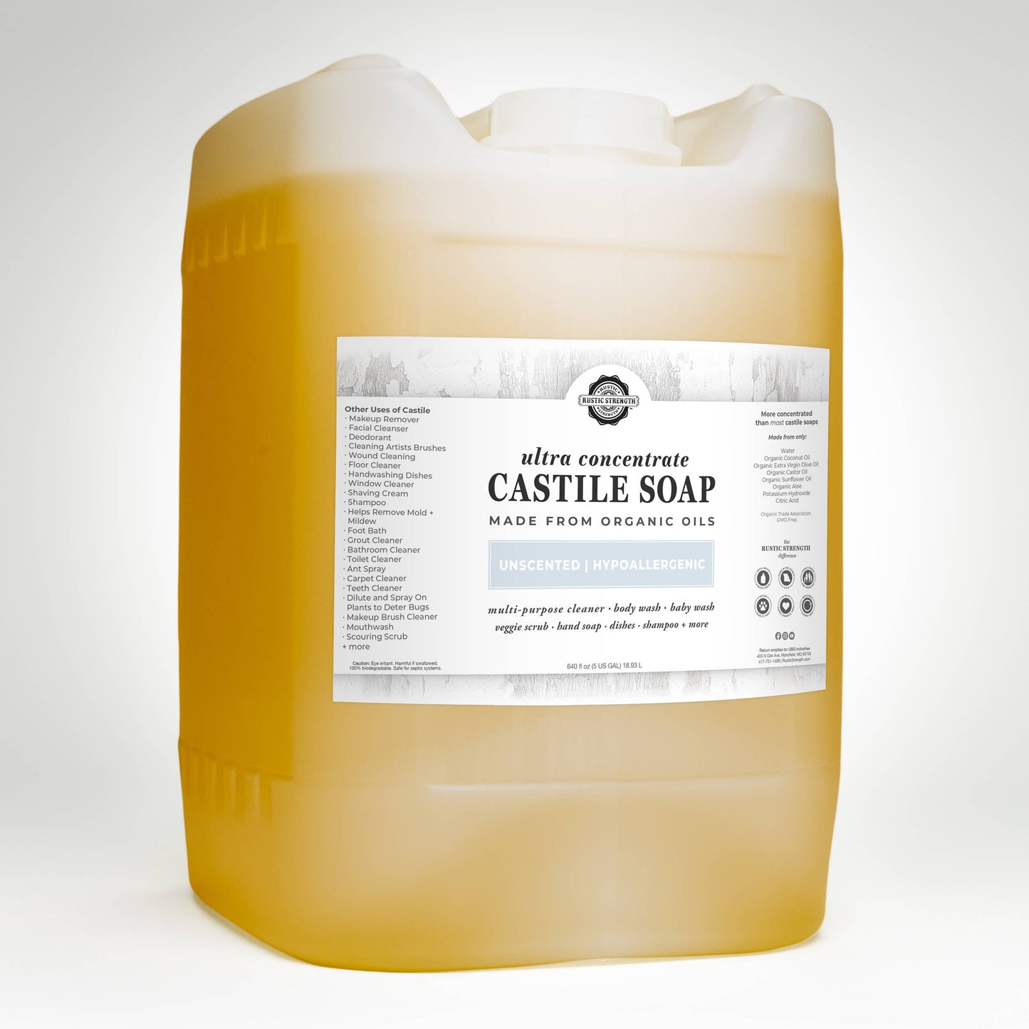 Organic Castile Soap - Concentrated | Thick & Long Lasting: 1 Gallon