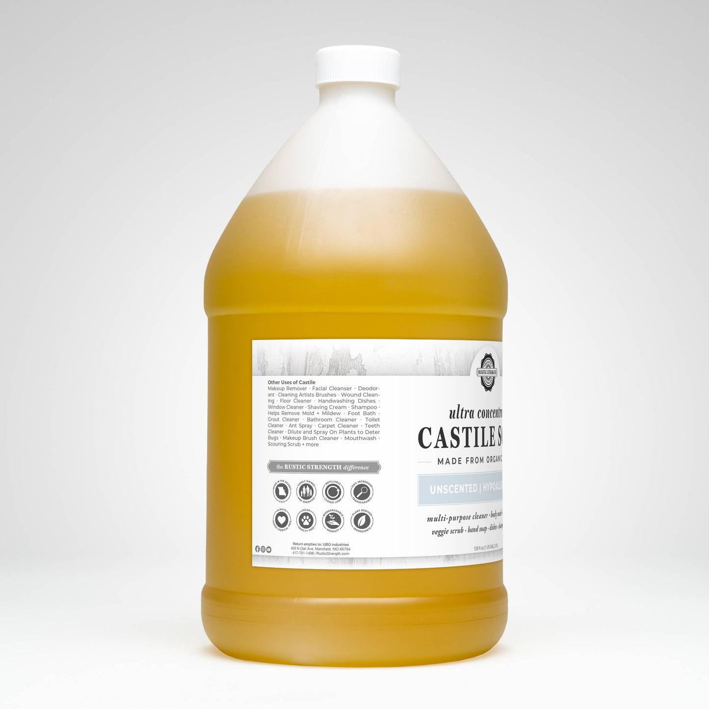 Organic Castile Soap - Concentrated | Thick & Long Lasting: 1 Gallon