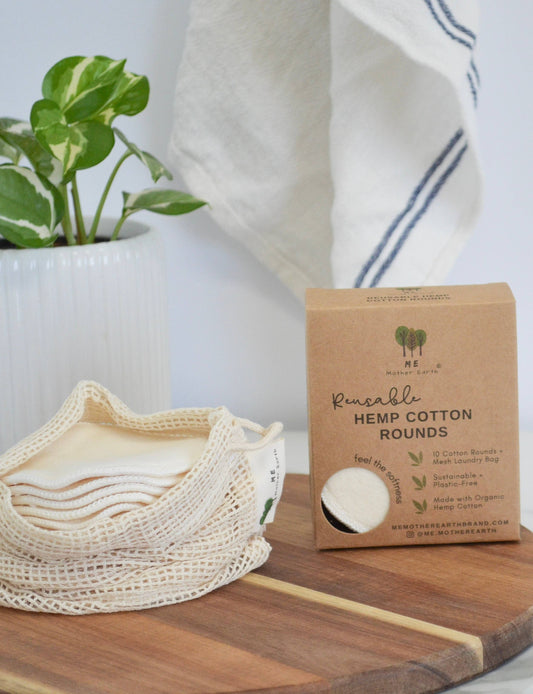 Hemp Cotton Rounds 10 Pack with Mesh Cotton Bag