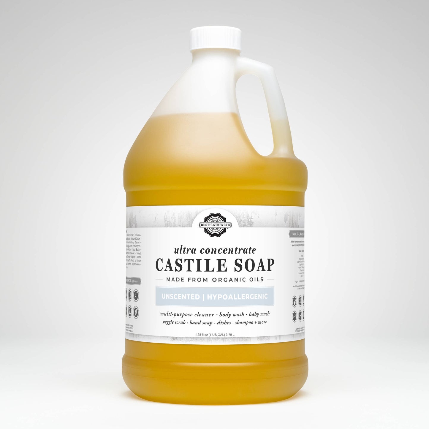 Organic Castile Soap - Concentrated | Thick & Long Lasting: 1 Gallon